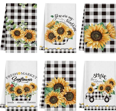 Amazon Redbaker 6 Pcs Floral Kitchen Towels Wildflower Print Dish