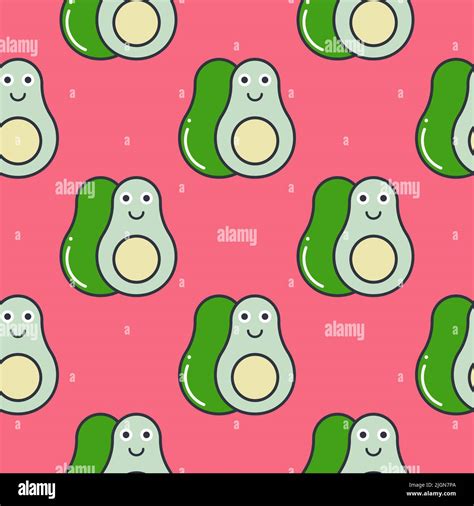 Funny Cute Avocado Vector Seamless Pattern Stock Vector Image Art Alamy