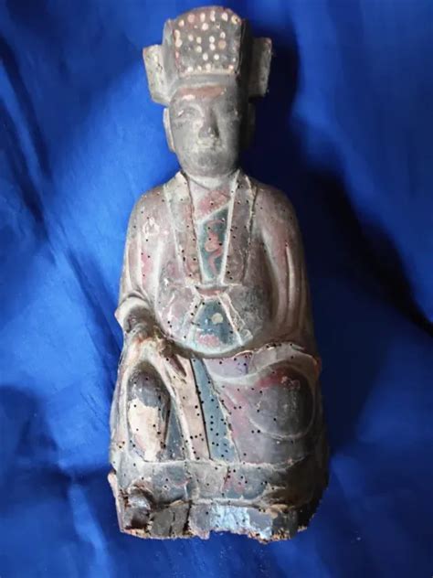 Antica Cina Scultura Statua In Legno Dinastia Qing Nobile Hanfu Reliquiario Raro Eur 42000