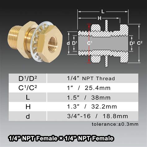 Boeray 2pcs Bulkhead Brass Pipe Fitting 1 4 Inch Npt Female Thread To 1 4 Inch Npt Female Thread