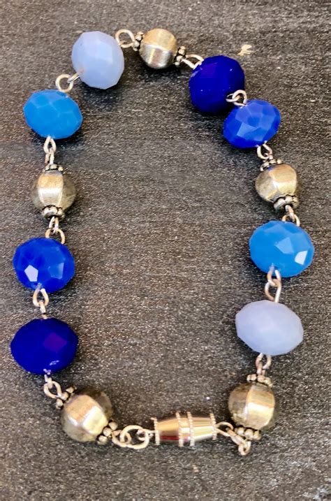 Blue Crystal Beaded Toggle Bracelet Beaded Toggle Bracelet Toggle