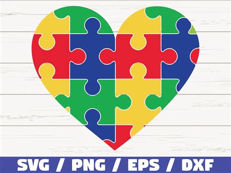 Autism Puzzle Heart Svg Cut Files Commercial Use Cricut Clip