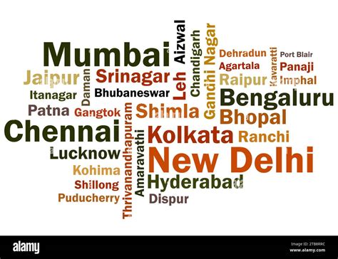 Colourful Word Cloud Of Indian Capital Cities Stock Vector Image And Art