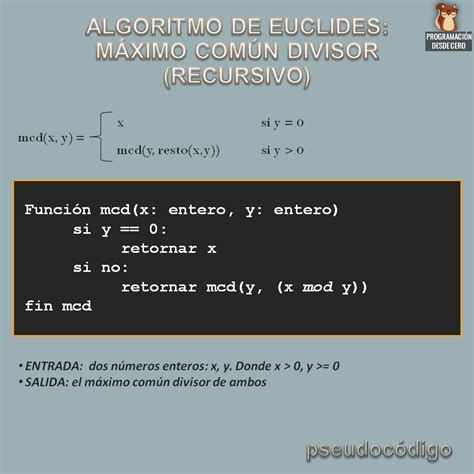 Algoritmo De Euclides Recursivo Programaci N Desde Cero