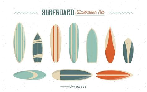 Conjunto De Ilustração De Prancha De Surf Baixar Vector