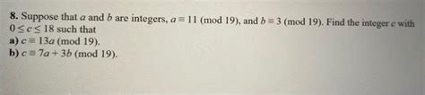 Solved Suppose That A And B Are Integers A Mod Chegg