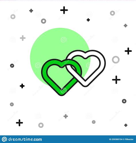 Filled Outline Two Linked Hearts Icon Isolated On White Background