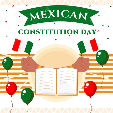 Día De La Constitución Mexicana Globo Constitución Libro Sosteniendo La