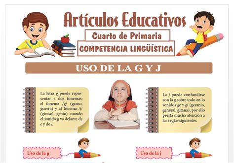 El Uso De La G Y J Para Cuarto De Primaria — Articulos Educativos