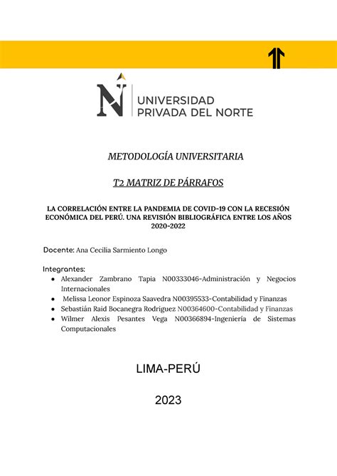 Actividad Calificada T Metodolog A Universitaria T Matriz De