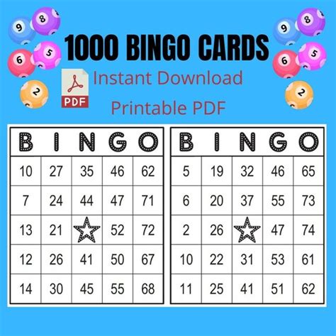 1000 Printable Bingo Cards Bingo Card Unique Bingo Cards Etsy