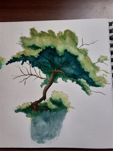 Watercolor Leafy Tree Sketch Desenho De árvore Frondosa Em Aquarela