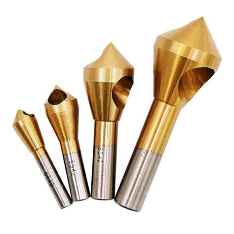 4pcs Set Titanium Countersink Deburring Drill Taper Hole Cutter Steel