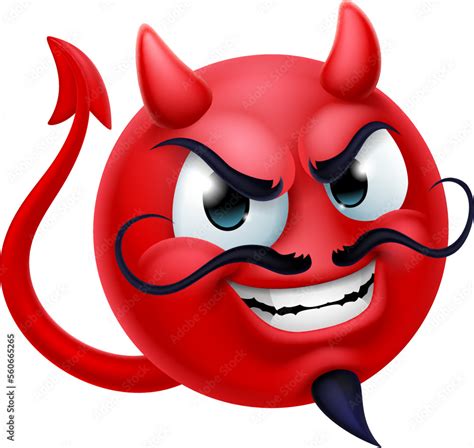 A red devil or satan emoji emoticon man face cartoon icon mascot. Stock ...