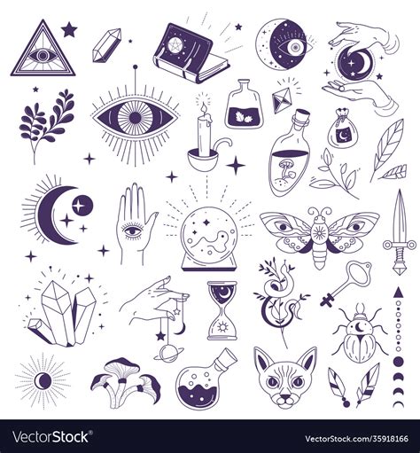 Magic And Mystic Symbols Witchcraft And Occult Vector Image