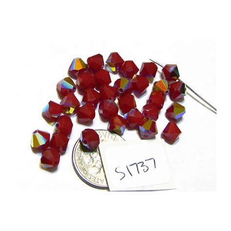 S1737 Swarovski Crystal Bicone Bead Dark Red Coral Ab 6mm 9825