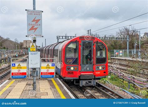 Central Line Underground Train Entering A Station Platform Editorial Photo Image Of Rail