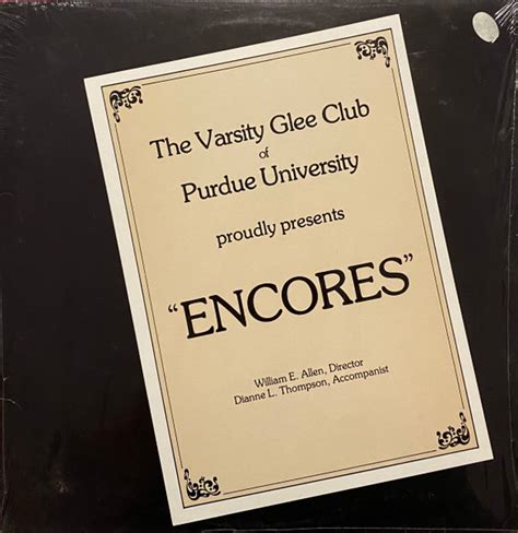 The Varsity Glee Club Of Purdue University Encores Vinyl Discogs