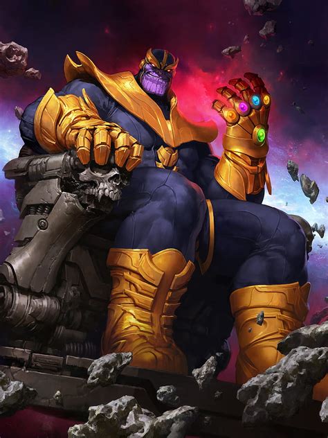 Thanos En El Trono Vengadores Cómics Guante Infinito Maravilla