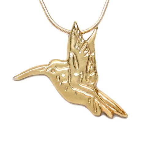 18K Gold Plated Hummingbird Pendant Necklace Artistically Unique