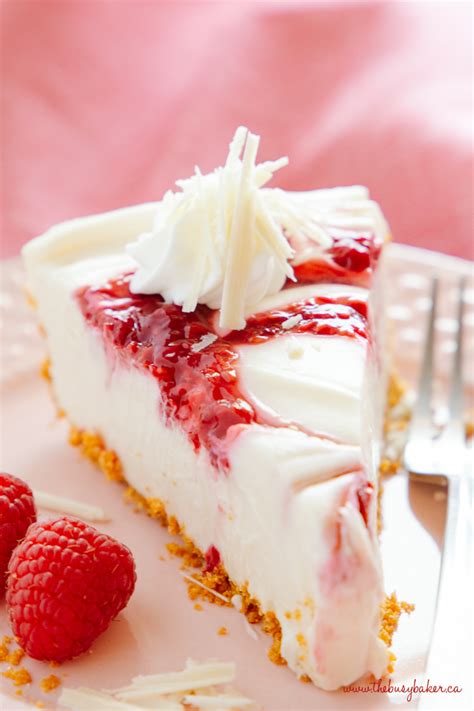 Easy No Bake White Chocolate Raspberry Cheesecake The Busy Baker