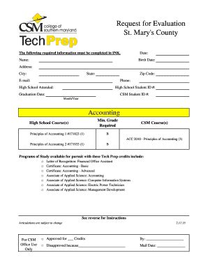 Fillable Online Csmd Request For Evaluation St Marys County Csmd Fax