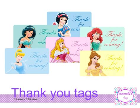 Disney Princess Thank You Tagsnote