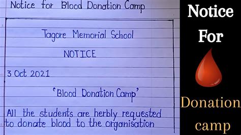 Notice For Blood Donation Camp Write A Notice For Blood Donation Camp