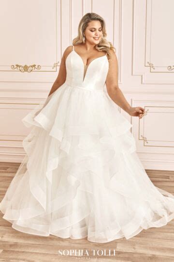 Sophia Tolli Y12029LS Caterina Flounce Skirt Plus Size Bridal Dress