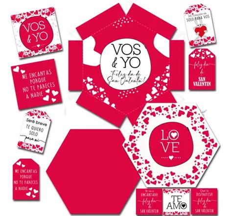 Kit Imprimible Caja Explosiva San Valent N Enamorados Cuotas Sin