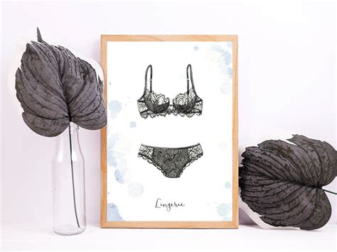 Watercolor Lingerie Clipartfashion Laced Bras Pantieswoman Etsy