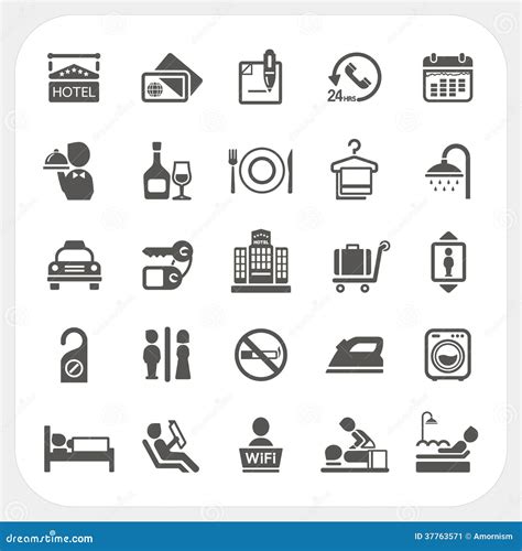 Iconos Del Hotel Y De Los Servicios De Hotel Fijados Ilustración Del