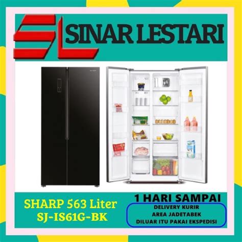 Jual Kulkas Sharp Sj Is G Bk Side By Side Inverter Black Glass L