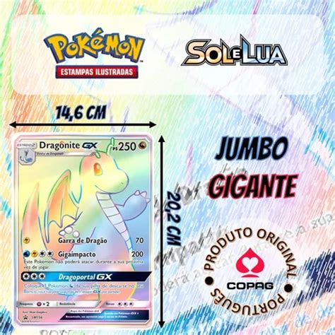 Cartas Pok Mon Dragonite Gx Rainbow Jumbo Gigante Parcelamento Sem Juros