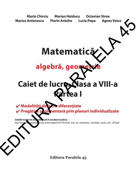 Pdf Caiet De Lucru Clasa A Viii A Partea I Pdf Filematematic