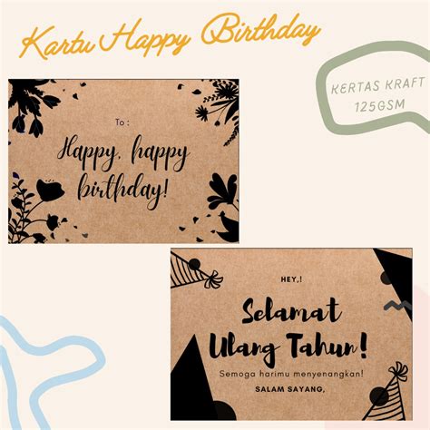 Jual Kartu Ucapan Happy Birthday Card Kertas Kraft Shopee Indonesia