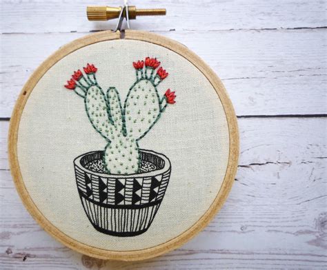 Contemporary Embroidery Artists Inch Hoop Art Cactus Modern