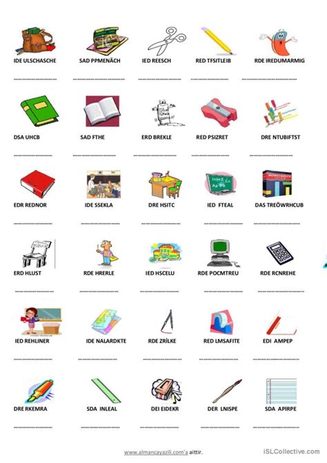 Schulsachen Allgemein English Esl Worksheets Pdf Doc