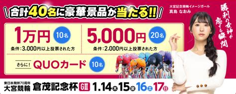 合計40名様に豪華景品が当たる！大宮競輪【g3】「東日本発祥倉茂記念杯」投票キャンペーン チャリロトニュース 競輪投票ならチャリロトcom