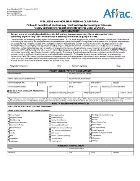 Aflac Wellness Form Fill Out Printable PDF Forms Online