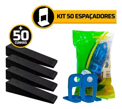 Kit 50 Espaçadores 1mm 50 Cunhas Niveladoras Piso Slim