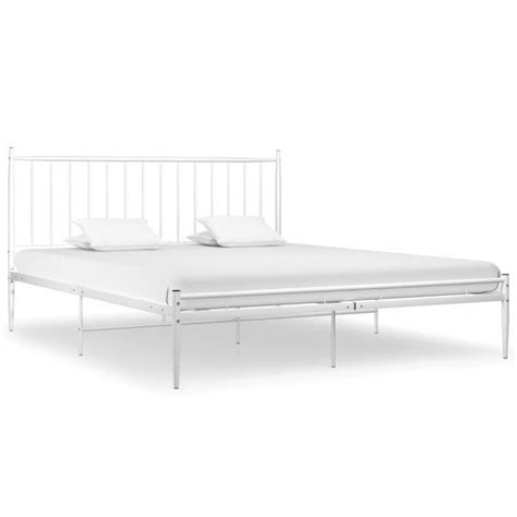 Omabeta Lits accessoires Cadre de lit Blanc Métal 180x200 cm