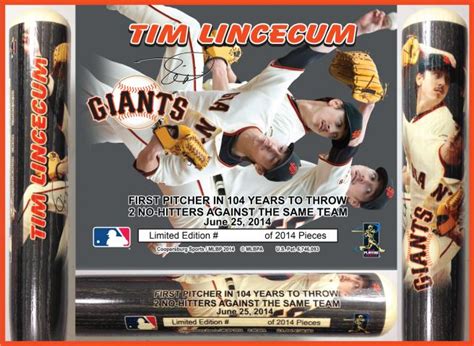 Tim Lincecum 2nd Career No Hitter Commemorative Photo Bat - Big Time Bats