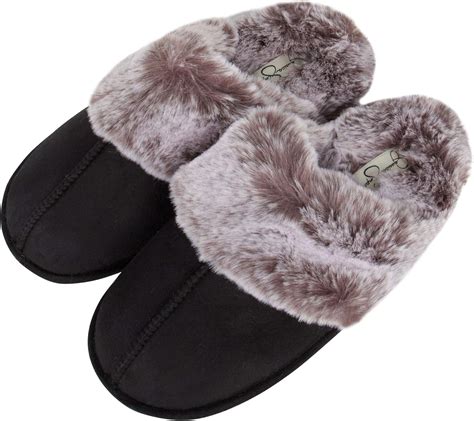 Jessica Simpson Womens Comfy Faux Fur House Slipper Scuff