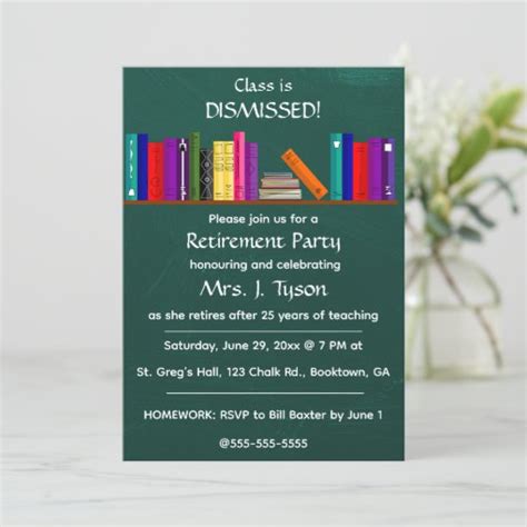 Editable Chalkboard Teacher S Retirement Party Inv Invitation Zazzle