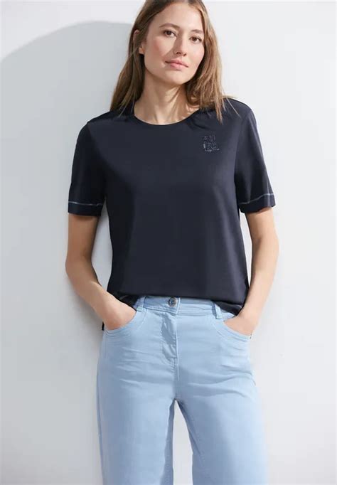 CECIL T Shirt mit Brustprint für Damen in Blau CECIL