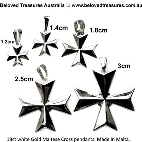 18ct Gold Maltese Cross 3d Pendant White Gold Made In Malta