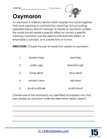 Oxymoron Worksheets - 15 Worksheets.com