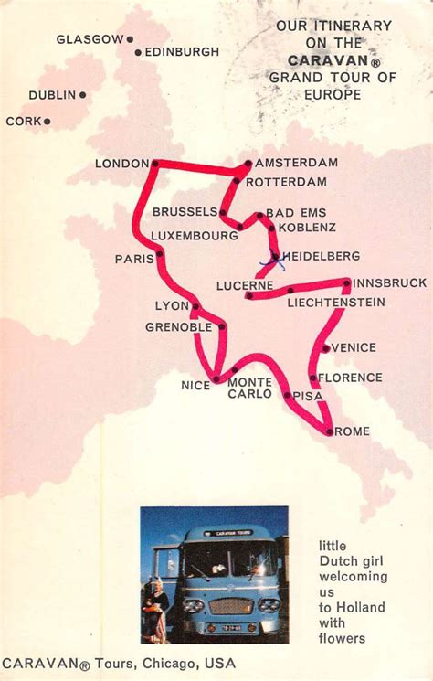 Map Of Europe Caravan Tour Route Vintage Postcard K86915 - Mary L. Martin Ltd. Postcards