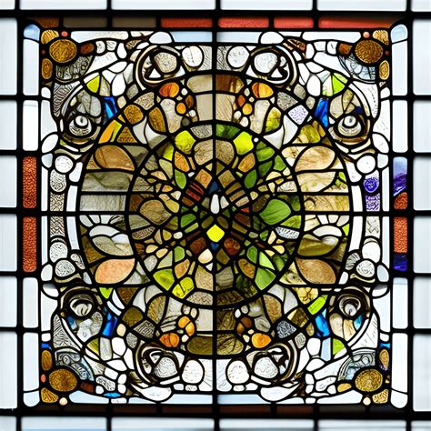 Square Stained Glass Window With Cats In Hyper Realistic Detail